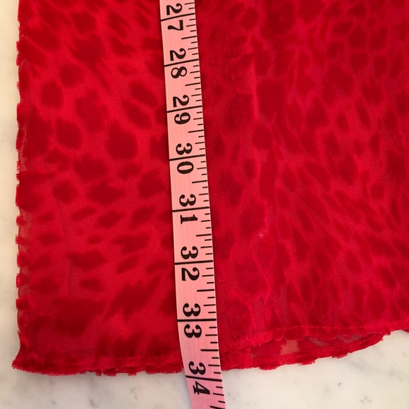 The Kooples red velvet burnout leopard print mini dress with long sleeves size 2 - Picture 13 of 14